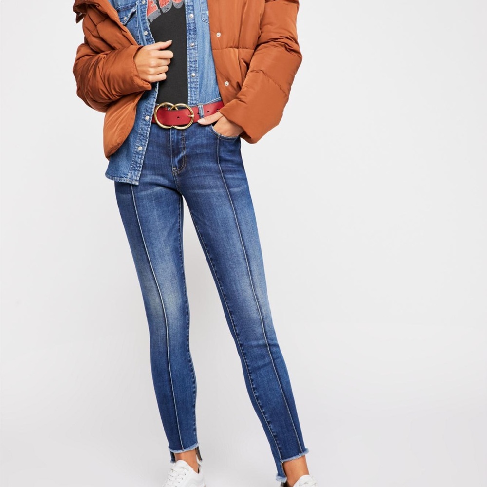 Free People Pintuck Skinny Jeans